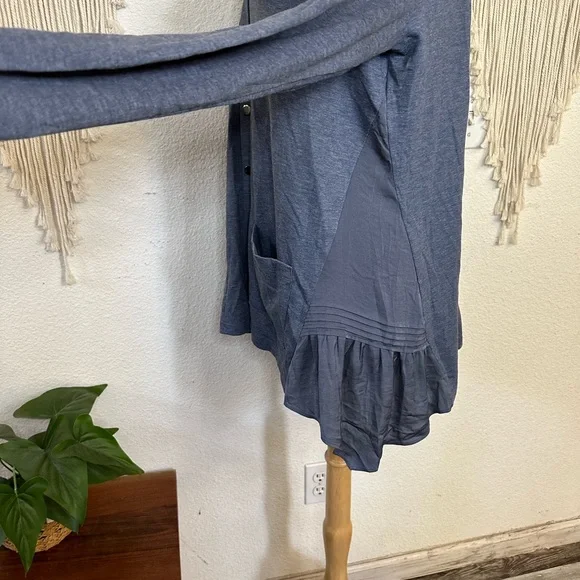 Logo by Lori Goldstein blue button front long line cardigan large - Picture 3 of 7